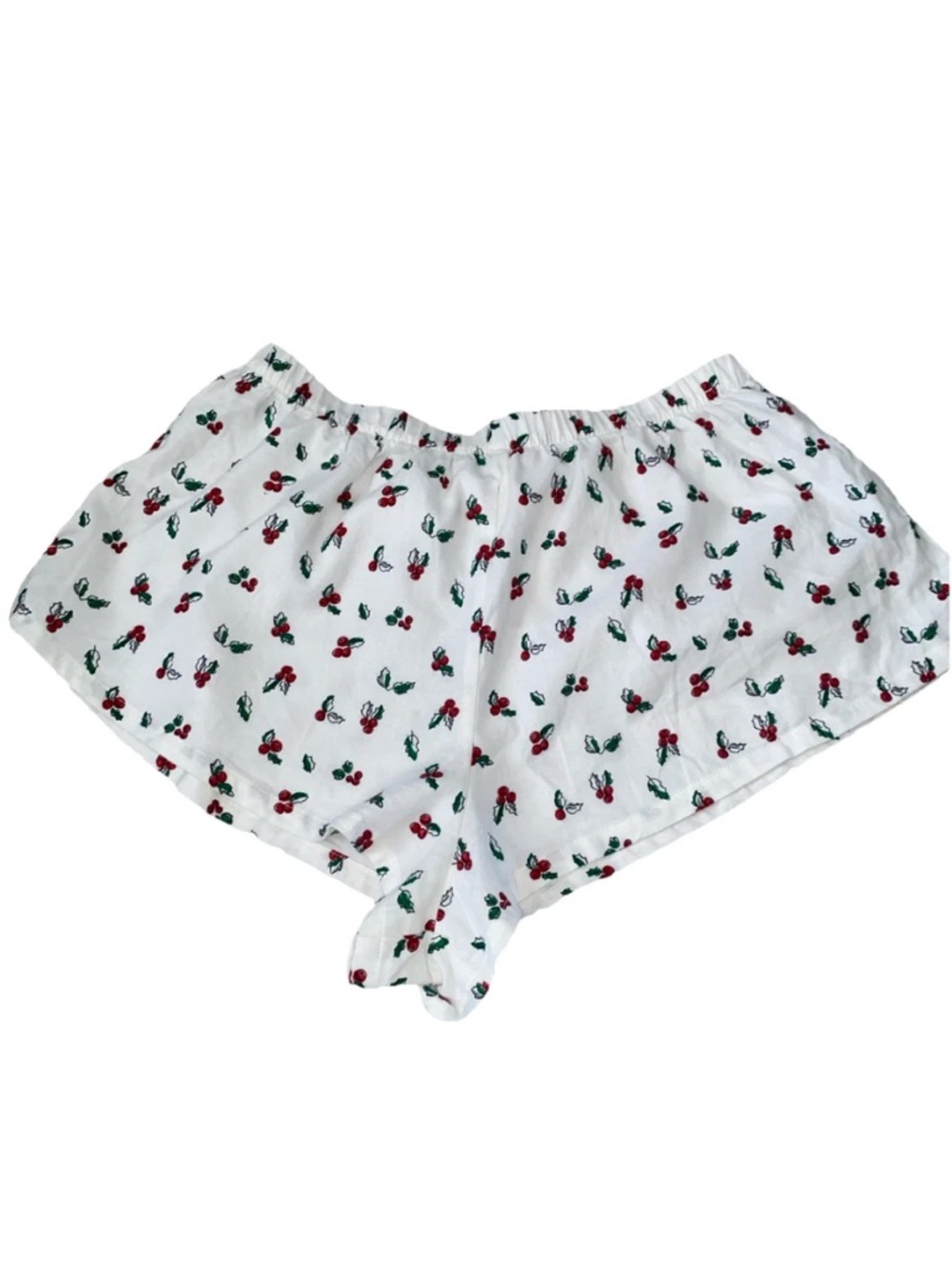 Colsie Christmas Holiday White Mistletoe Print Pajama Lounge Shorts Medium